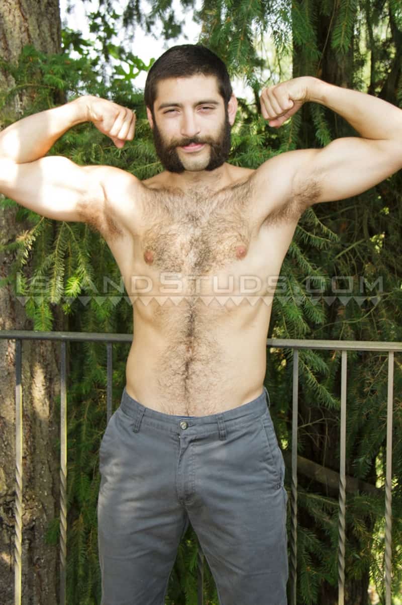 Straight bearded hairy hunk Andre jerks thick uncut cock outdoors fingering hairy asshole 003 gayporn pics  - Straight bearded hairy hunk Andre jerks his thick uncut cock outdoors while fingering his hairy asshole