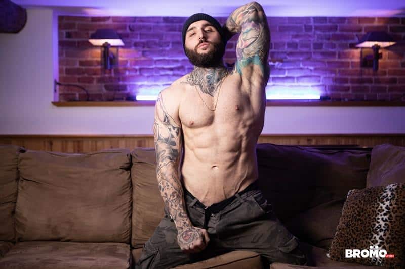 Sexy young tattoo dude Tommy Tanner bottoms big muscle stud Tony DAngelo huge raw dick Bromo 4 gay porn image - Sexy young tattoo dude Tommy Tanner bottoms for big muscle stud Tony D’Angelo’s huge raw dick at Bromo