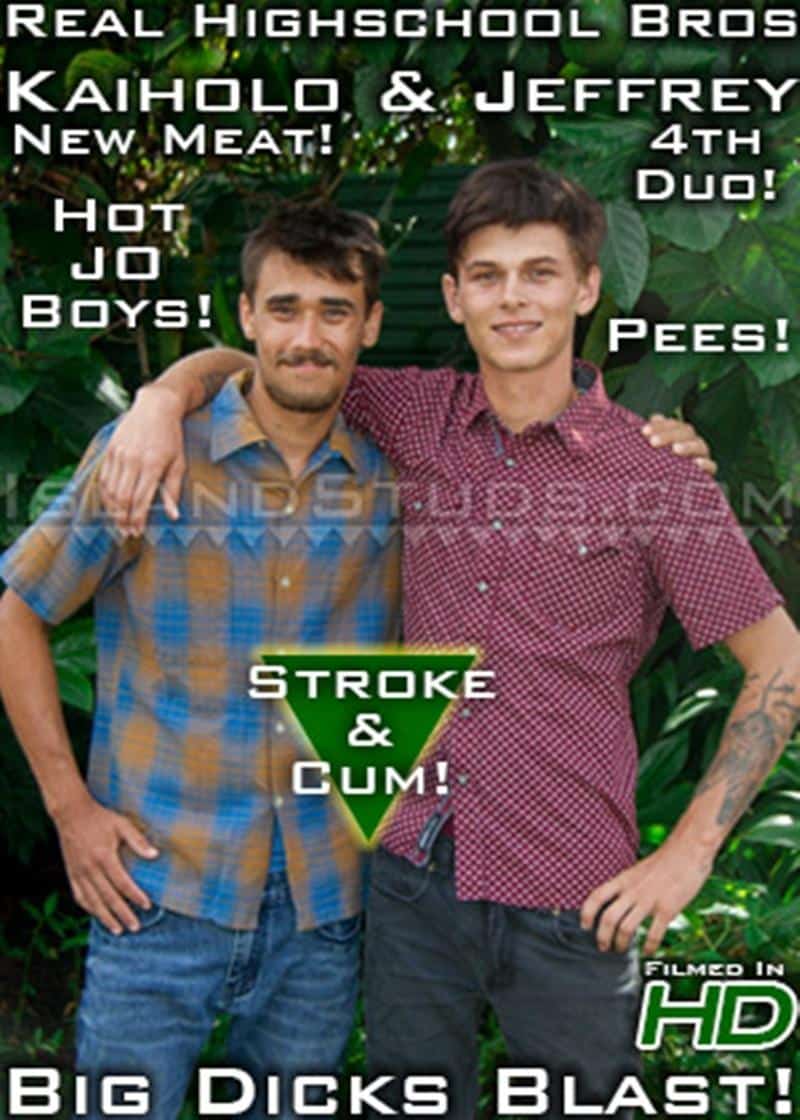 Sexy youngs straight bros Jeffrey Kaiholo jerking their big erect cocks jizzing all over each other Island Studs 18 gay porn image - Sexy youngs straight bros Jeffrey and Kaiholo jerking their big erect cocks jizzing all over each other at Island Studs